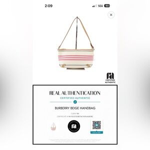 AUTHENTIC Burberry Beige and Pink Striped Shoulder Bag
